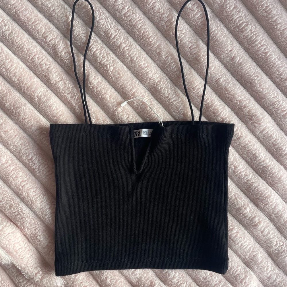 Zara Black Ribbed Women's Top